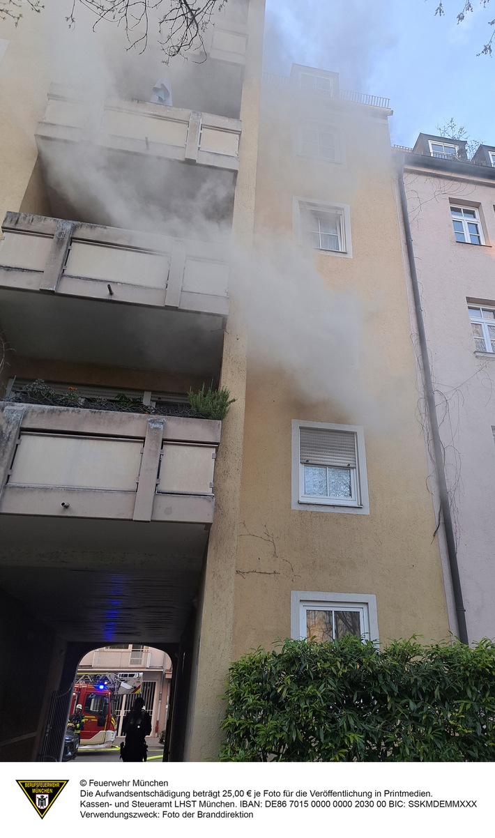 FW-M: Wohnung nach Brand unbewohnbar (Isarvorstadt)