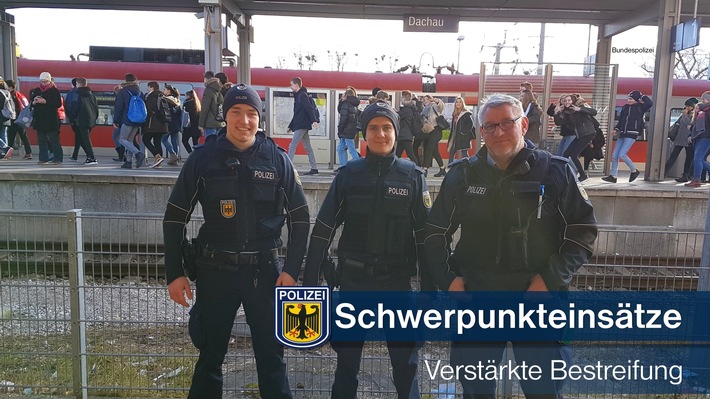 Bundespolizeidirektion München: Schwerpunkteinsätze im Rahmen der Ausbildung -
Diesmal auch am Haltepunkt Markt Indersdorf