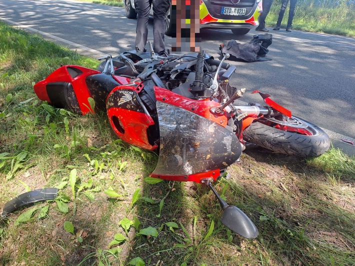 POL-STD: Motorradfahrer bei Wildunfall in der Gemarkung Harsefeld schwer verletzt