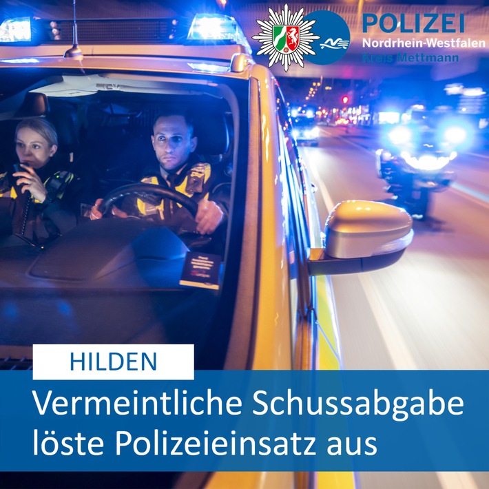 POL-ME: Körperliche Auseinandersetzung mit vermeintlicher Schussabgabe löste größeren Polizeieinsatz aus - Hilden - 2301106