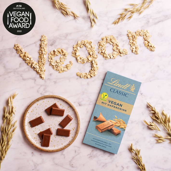 Lindt gewinnt erneut den &quot;PETA Vegan Food Award&quot; / Erfolgsstory der veganen Schokolade geht weiter