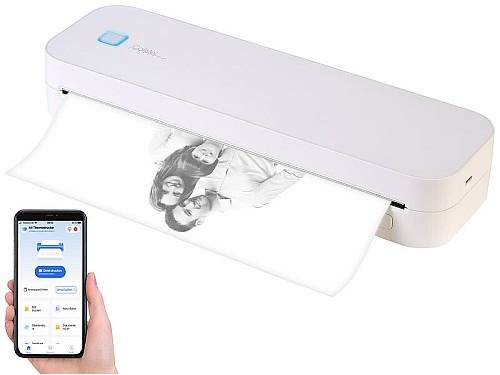 Mobiles Drucken ohne Tinte: Callstel Mobiler Akku-Thermodrucker TD-210, Papierrolle, Windows, Mac, iOS & Android