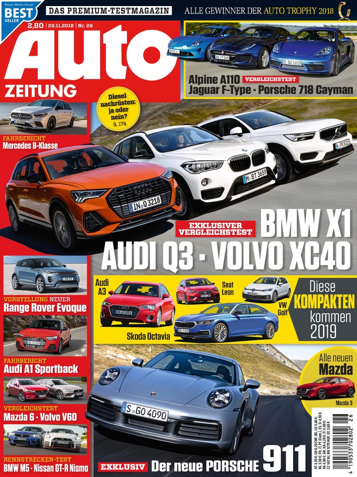 AUTO TROPHY 2018: Leser der AUTO ZEITUNG wählen neuen Focus zum Überraschungssieger / BMW erneut Gesamtsieger / Mercedes ist beste Marke