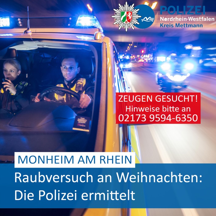 POL-ME: Raubversuch am Morgen des ersten Weihnachtstages - Polizei ermittelt - Monheim am Rhein - 2301068