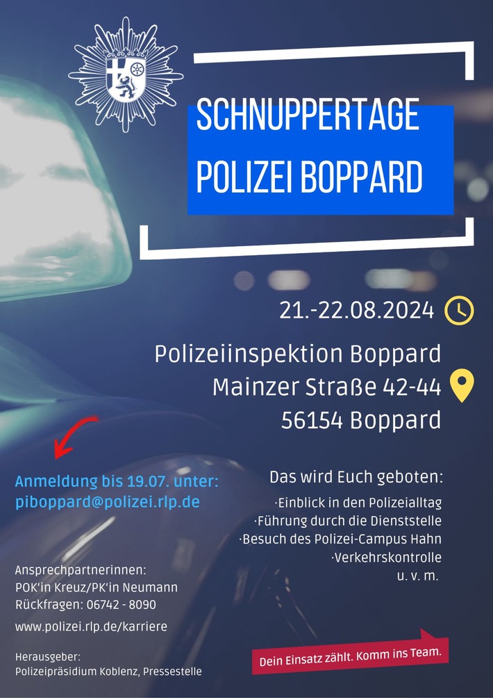 POL-PDKO: Schnuppertage PI Boppard im August