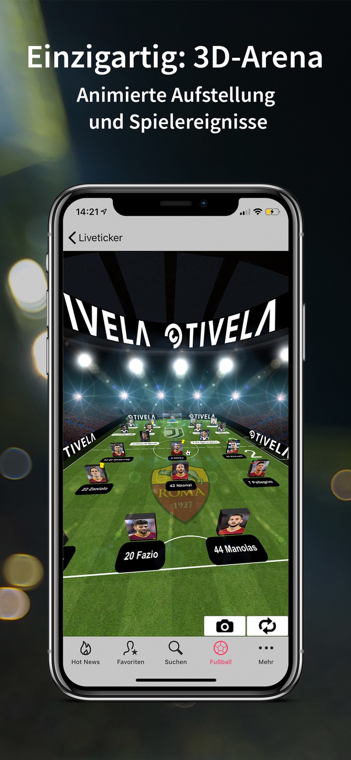 TIVELA launcht 3D Fußball Arena / Innovation: Die erste digitale 3D Vermarktungsarena / Ab sofort für alle Fußballfans in der TIVELA App verfügbar