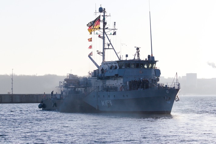 Bildtermin: Minenjagdboot "Fulda" verlegt in das Mittelmeer