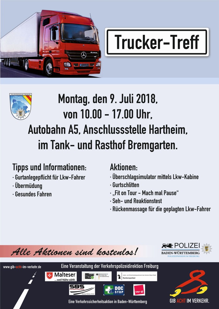 POL-FR: A5 / Hartheim/ Bremgarten: Einladung zum &quot;Trucker Treff&quot; beim Tank- und Rasthof Bremgarten