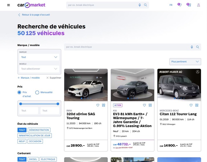 Carmarket dépasse les 50 000 véhicules de qualité référencés / Une offre exceptionnelle pour les clients privés suisses