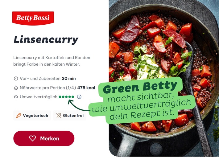 «Green Betty» macht die Umweltverträglichkeit von Betty Bossi Rezepten sichtbar
