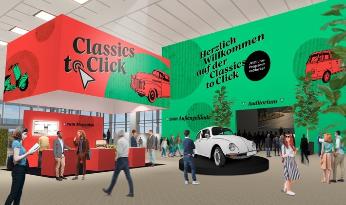 Blick in das Foyer von Classics to Click - Deutschlands erster Onlinemesse für Oldtimer, Youngtimer & Co. / Weiterer Text über ots und www.presseportal.de/nr/140927 / Die Verwendung dieses Bildes ist für redaktionelle Zwecke honorarfrei. Veröffentlichung bitte unter Quellenangabe: "obs/OCC Assekuradeur GmbH"