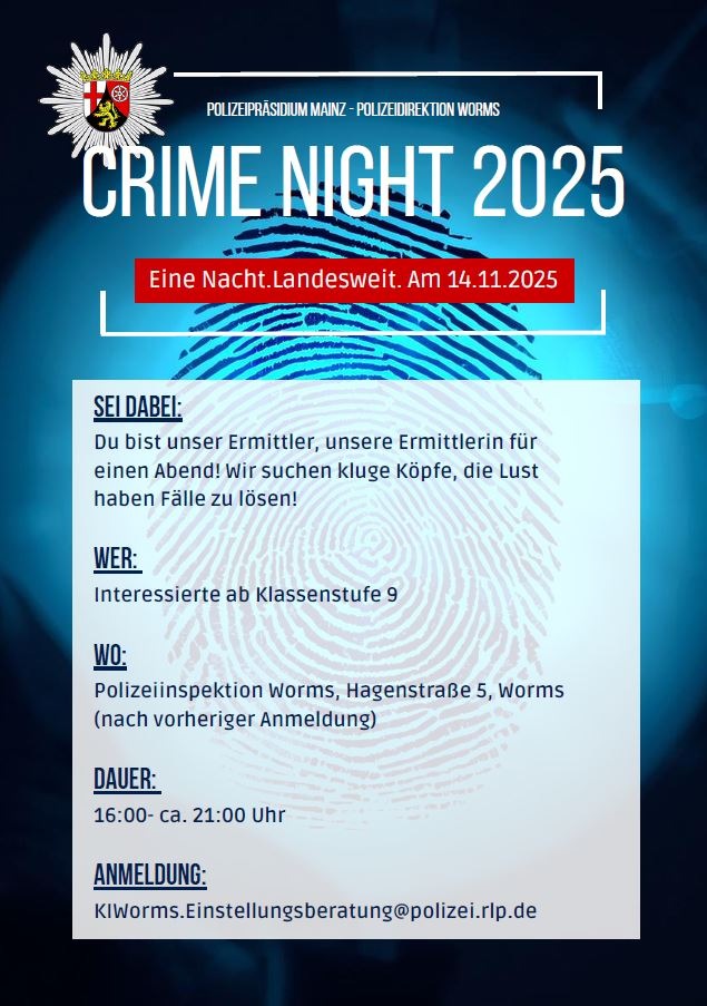 POL-PDWO: Crime Night 2025 - Sei dabei und werde zum Ermittler / zur Ermittlerin für einen Abend.