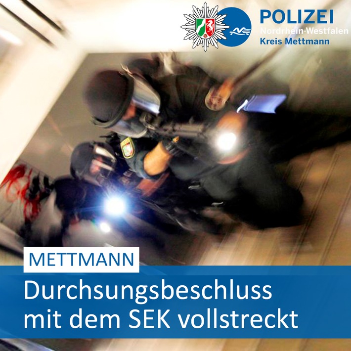 POL-ME: Einsatz mit Spezialkräften: Durchsuchungsbeschluss vollstreckt - Mettmann - 2312001