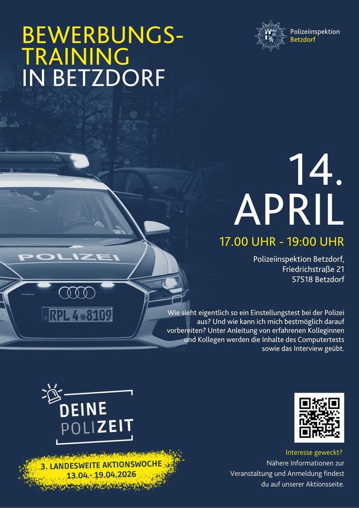 POL-PDNR: "Deine PoliZEIT" - Trainiere mit der Polizei Betzdorf für den Einstellungstest der Polizei Rheinland-Pfalz
