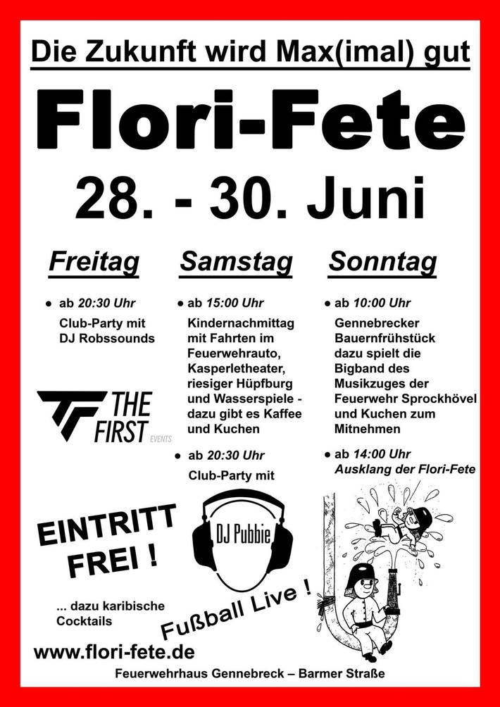 FW-EN: Löschzug Gennebreck feiert Flori-Fete & 125-jähriges Jubiläum