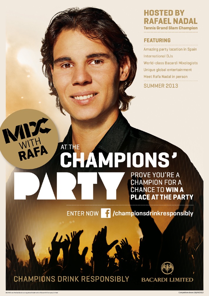 Rafael Nadal &amp; Bacardi Limited laden zur &quot;Champions&#039; Party&quot; (BILD)