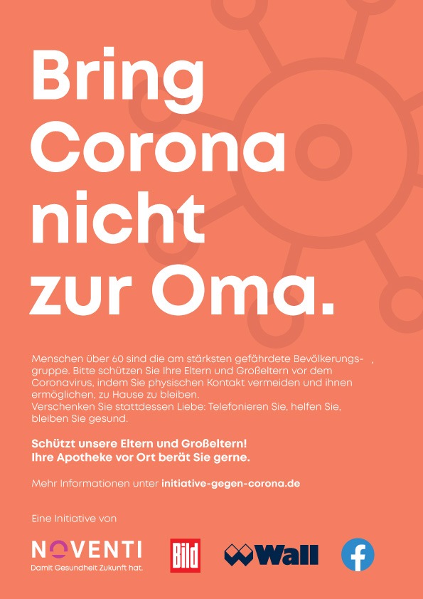 NOVENTI, BILD, Wall und Facebook starten die "Initiative gegen Corona"