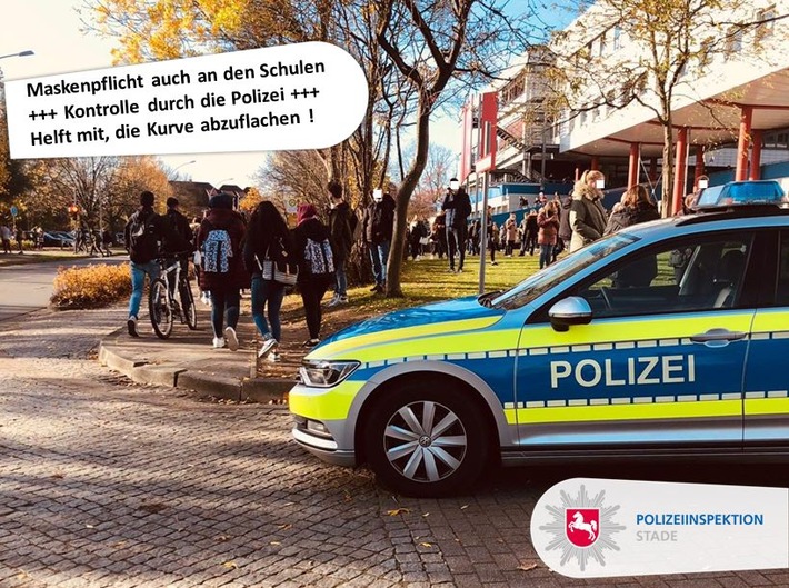 POL-STD: Maskenpflicht auch an den Schulen - Polizei kontrolliert Verhalten rund um die Stader BBS