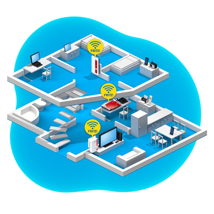 Mit FRITZ!Box in die Breitbandzukunft und intelligentes WLAN mit Mesh-Komfort für mobile Geräte zuhause