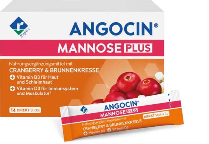 ANGOCIN® MANNOSE PLUS - mehr als nur Mannose: Ab sofort verfügbar: Neues Nahrungsergänzungsmittel mit D-Mannose, Cranberry, Brunnenkresse sowie den Vitaminen D3 & B3