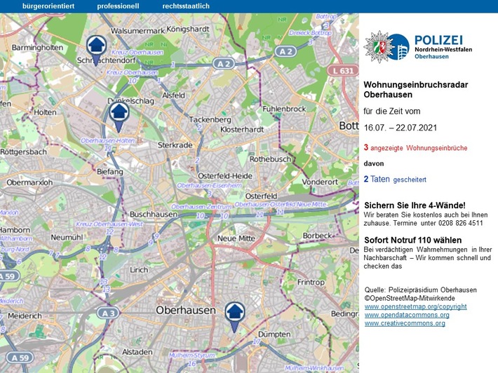 POL-OB: Wohnungseinbruchsradar für Oberhausen