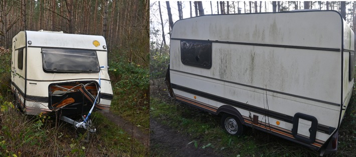 POL-DEL: Landkreis Oldenburg: Wohnanhänger in einem Wald in Kirchseelte entsorgt
