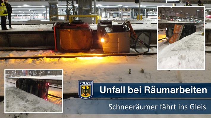 Bundespolizeidirektion München: Unfall bei Schneeräumarbeiten Schneeräumer fährt ins Gleis