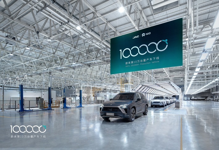 Am 7. April 2021 rollt im JAC-NIO Fertigungszentrum in Hefei NIO Nummer 100.000 vom Band / Weiterer Text über ots und www.presseportal.de/nr/154710 / Die Verwendung dieses Bildes ist für redaktionelle Zwecke unter Beachtung ggf. genannter Nutzungsbedingungen honorarfrei. Veröffentlichung bitte mit Bildrechte-Hinweis.