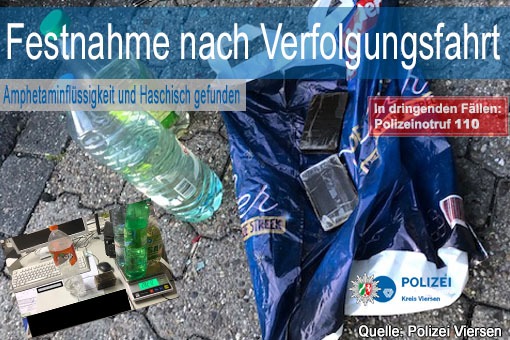 POL-VIE: Niederkrüchten/Viersen: A52 - Drogenschmuggler flüchten vor Polizeikontrolle - Große Mengen Betäubungsmittel sichergestellt - Festnahme