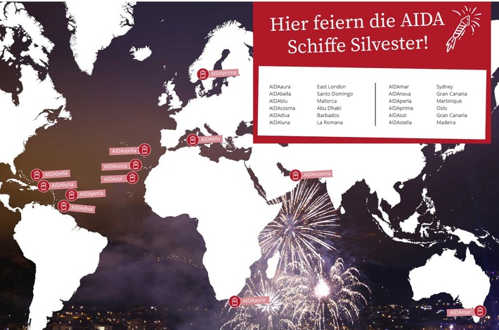 AIDA Pressemeldung: Happy New Year: Wo feiern die AIDA Schiffe Silvester