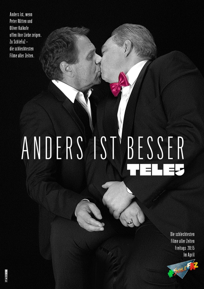 Ein Kuss - mehr nicht. #schlefaz #KISSvsDISS / Weiterer Text über ots und www.presseportal.de/nr/43455 / Die Verwendung dieses Bildes ist für redaktionelle Zwecke honorarfrei. Veröffentlichung bitte unter Quellenangabe: "obs/Tele 5/Feico Derschow"