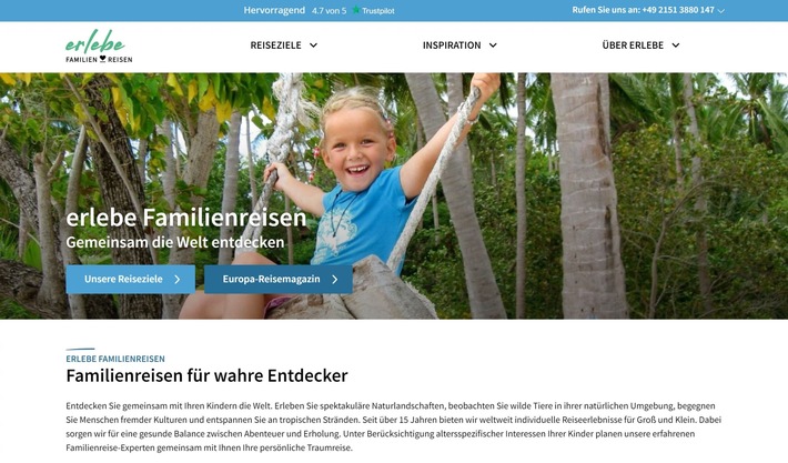 erlebe präsentiert Reiseziele für die ganze Familie –  Neue Familienwebseite mit allen wichtigen Informationen zur Reiseplanung von A bis Z