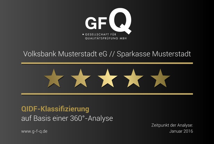 Auszeichnung von "5-Sterne-Banken" auf Basis der "QIDF-360°-Analyse"