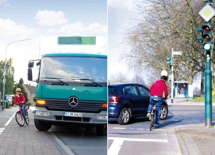 Toter Winkel: Radfahrer in Gefahr / DVR fordert fahrzeugtechnische Lösungen