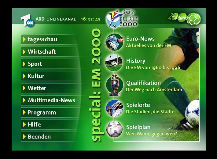 Mit ARD Digital immer am Ball / ARD präsentiert interaktive Neuheiten zur &quot;Euro 2000&quot;