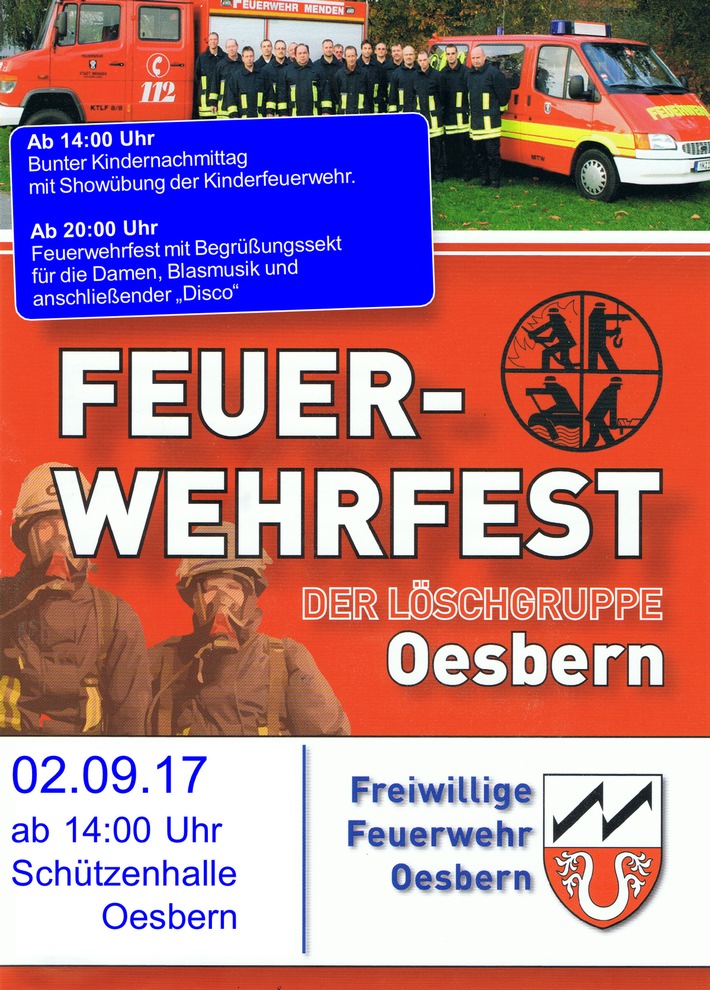 FW Menden: Feuerwehrfest in Oesbern