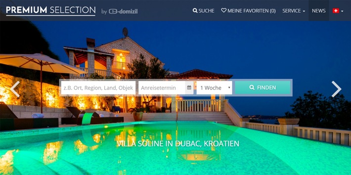 e-domizil lanciert neues Luxus-Ferienhausportal PREMIUM SELECTION