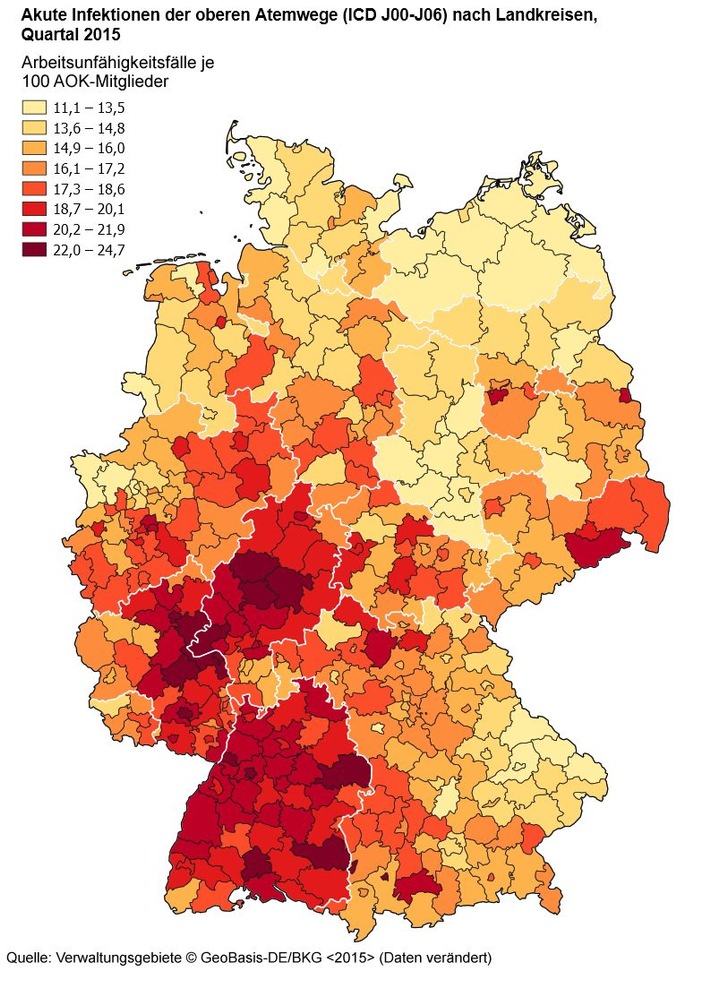 Erkältungswelle verantwortlich für steigenden Krankenstand