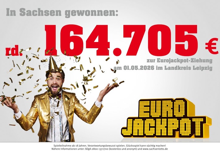 Eurojackpot: 164.705 Euro gehen am 1. Mai in den Landkreis Leipzig