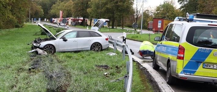 POL-MS: Übermüdung und Restalkohol - 20-Jähriger landet auf Autobahn 1 im Grünstreifen - 10.000 Euro Sachschaden