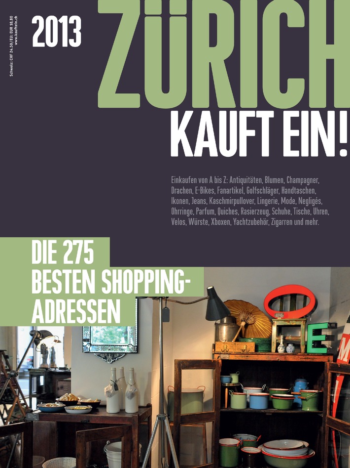 Das neue ZÜRICH KAUFT EIN! 2013 / Die 275 besten Shopping-Adressen der Stadt Zürich. Auf 236 Seiten (BILD)
