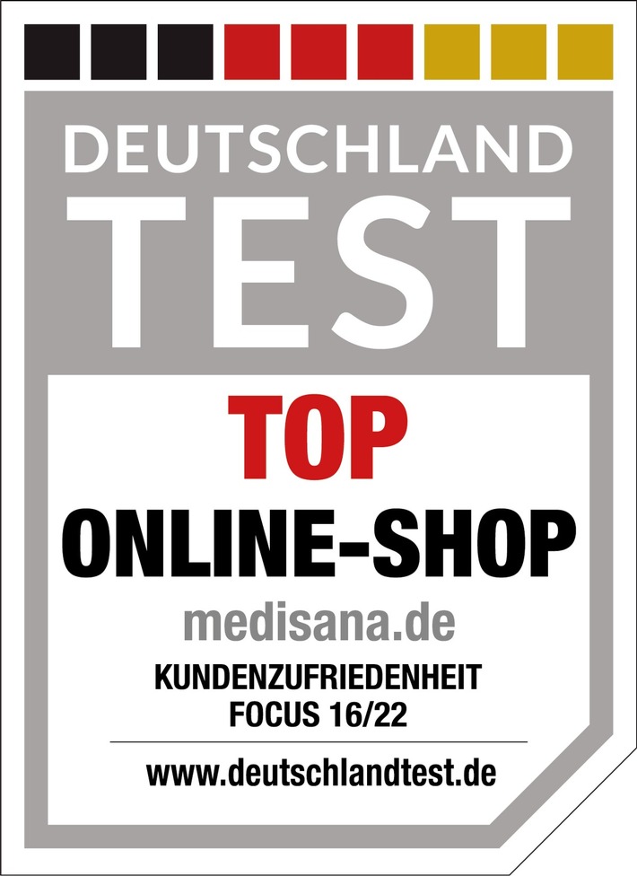 „Beste Online-Shops 2022“: medisana Webshop ausgezeichnet von Deutschland Test, einer Tochter von Focus Money