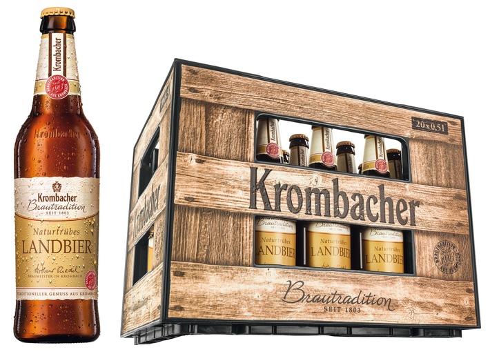 Krombacher erweitert Spezialitätensortiment "Krombacher Brautradition" / Zum September 2018 führt der Marktführer die neue Sorte "Krombacher Brautradition Naturtrübes Landbier" ein