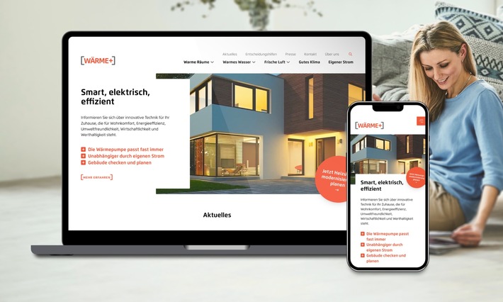 Neue Website hilft bei der Wahl energieeffizienter Haustechnik: Informationen und Tipps für Bauherren und Modernisierer unter www.waerme-plus.de