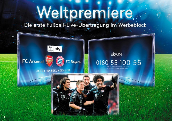 Weltpremiere: Sky schaltet die erste Fußball-Live-Übertragung im Werbeblock (BILD)