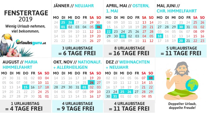 Fenstertage 2019 perfekt nutzen