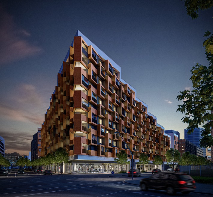 Eine Nussschale in der Urbanität von morgen / Eleven Decks sorgt für 306 Wohnungen, eigene Gärten in über 30 m Höhe und Community-Spaces im Westfield Hamburg-Überseequartier
