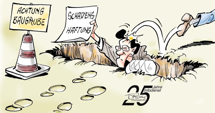 Sturz in die Baugrube / Mitverschulden des Geschädigten im dunklen Innenhof