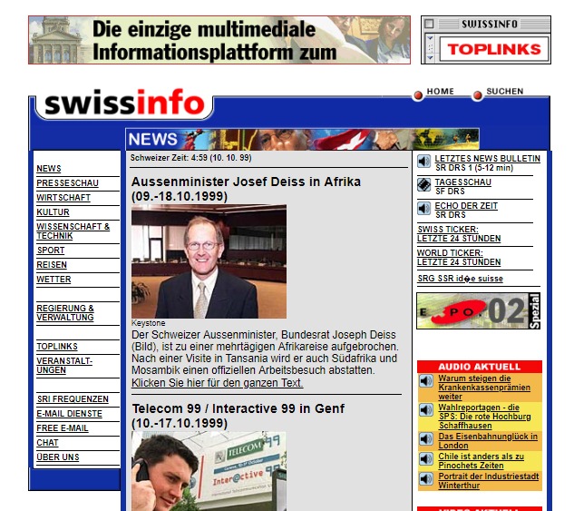 Korrektur: SWI swissinfo.ch - seit 20 Jahren per Mausklick erreichbar / 12.03.2019, 14:00 Uhr