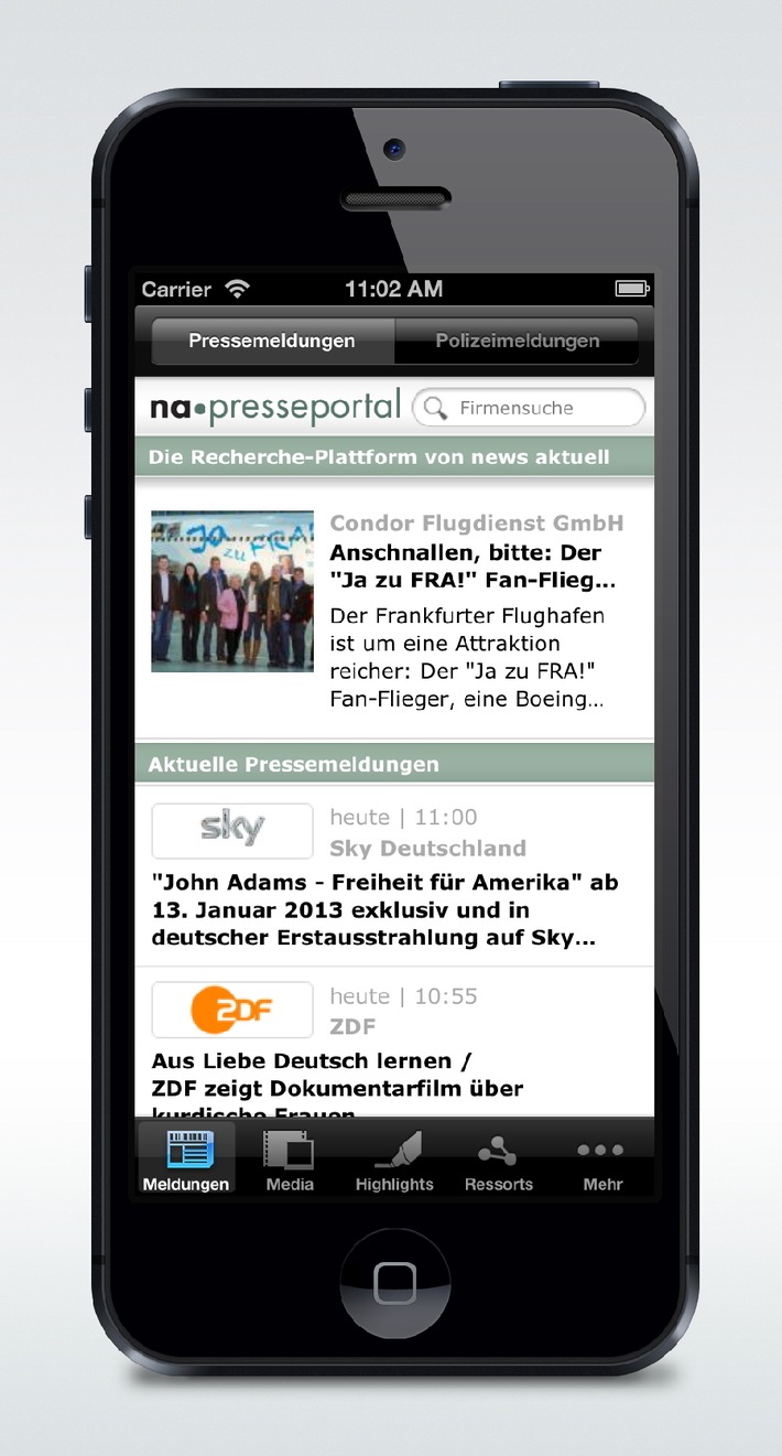 Neue Presseportal-App für iPhone 5 optimiert / Version 2.3 jetzt im App Store verfügbar